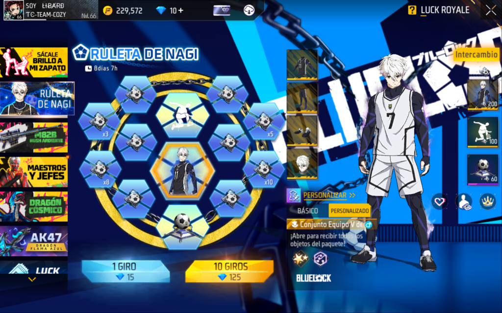 muestra la skin de nagi
