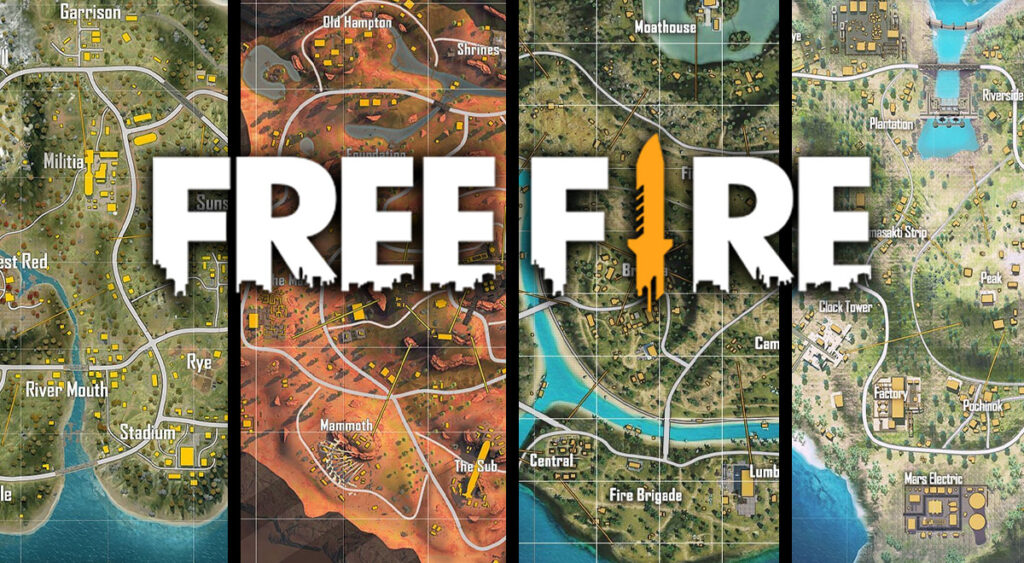 imagen que muestra los 4 mapas de free fire 