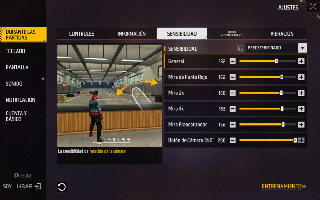Sensibilidad de Free Fire para iPhone 13 (Actualizado 2025)
General: 132
Punto rojo: 152
Mira 2x: 150
Mira 4x: 153
Mira AWM: 156
Cámara libre: 200
Botón de disparo: 46